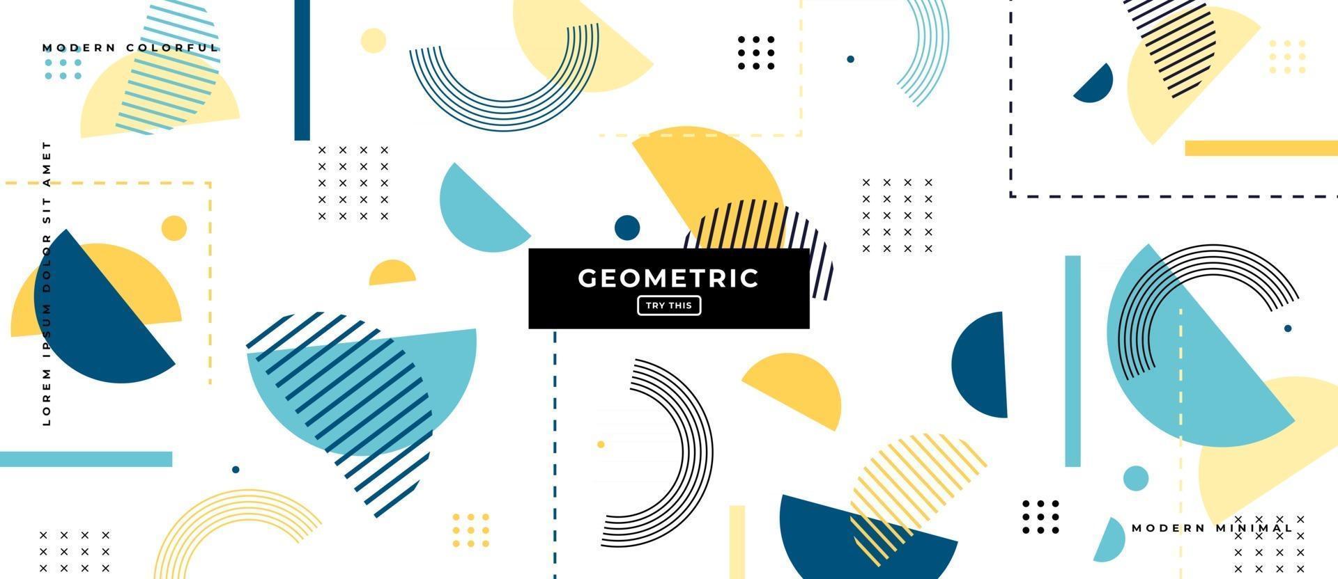 Flat Geometric Shapes Memphis Style Background. vector