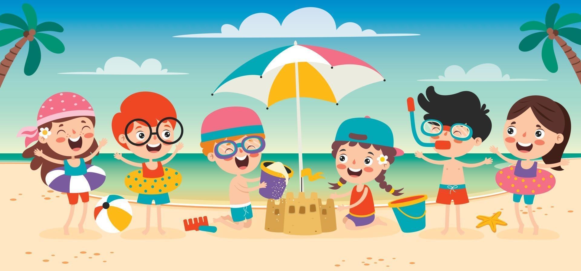 Flat Summer Banner With Cartoon Character vector