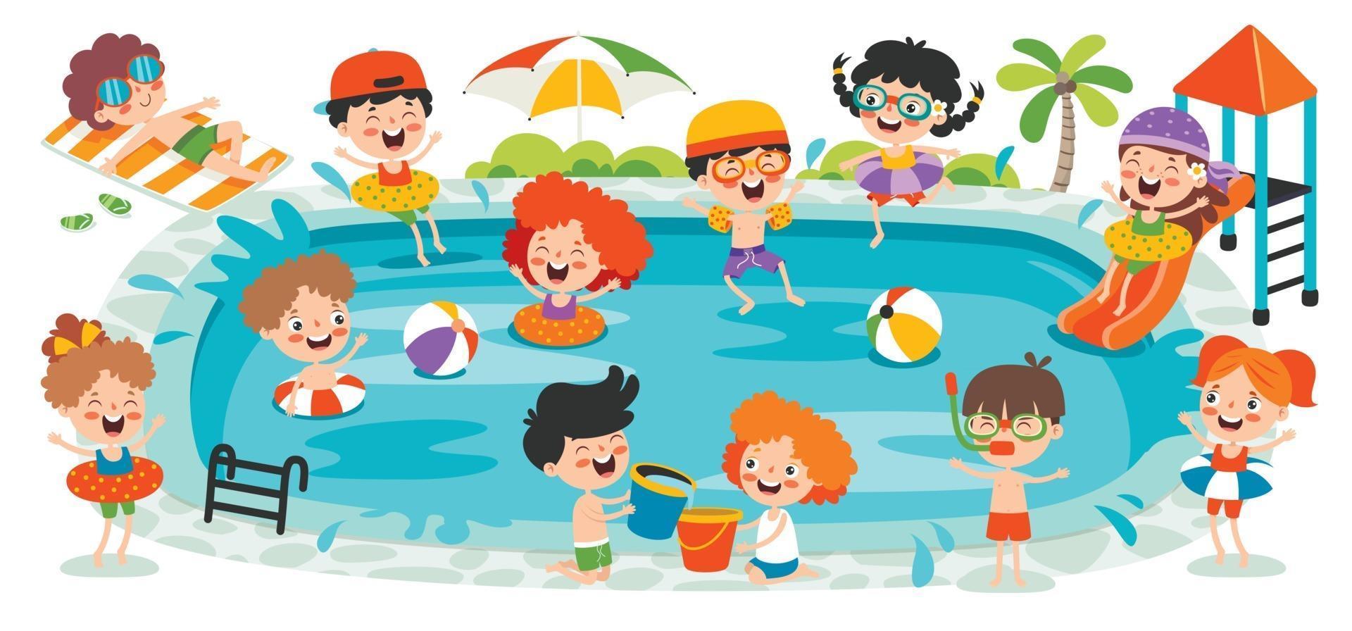 banner de verano plano con personaje de dibujos animados vector