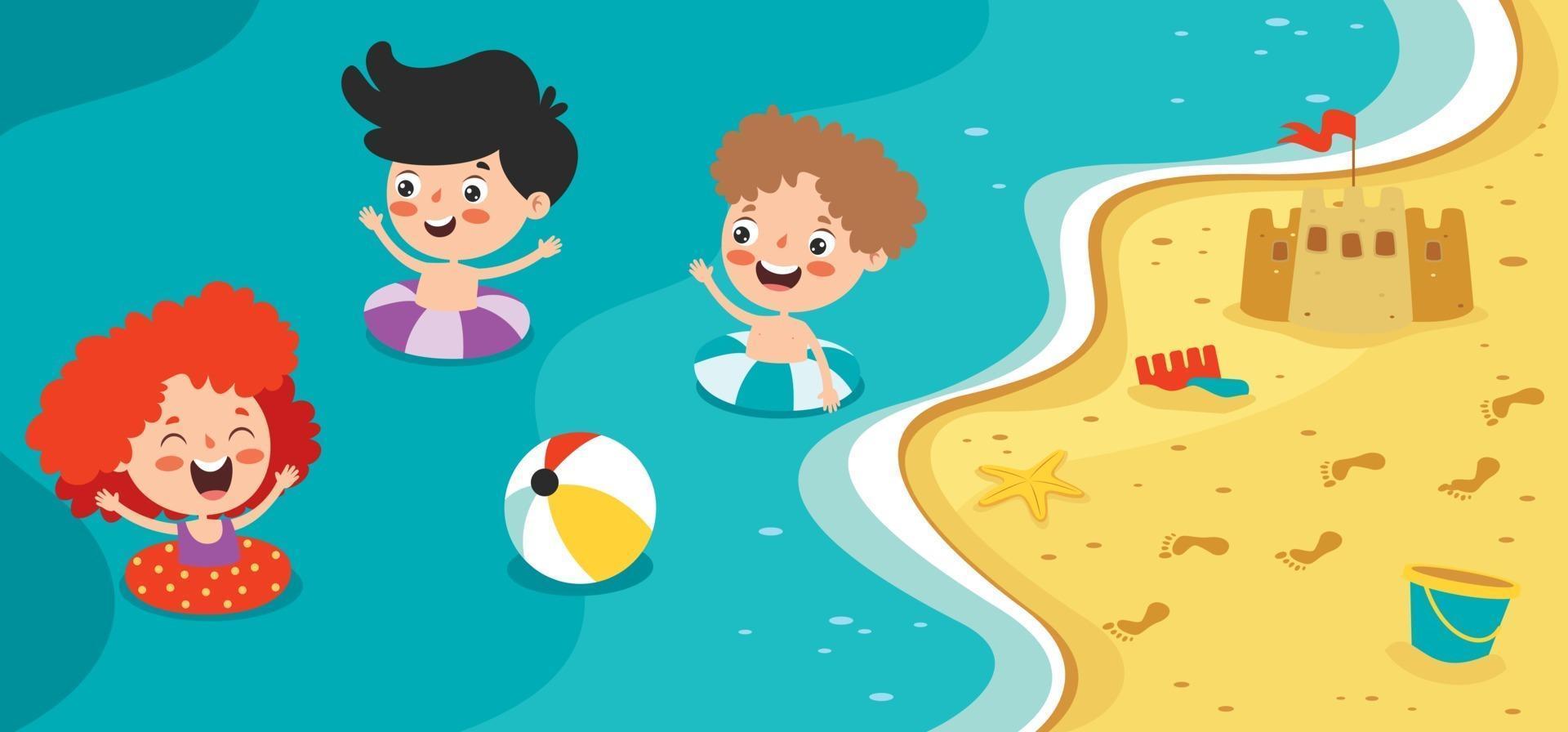 banner de verano plano con personaje de dibujos animados vector