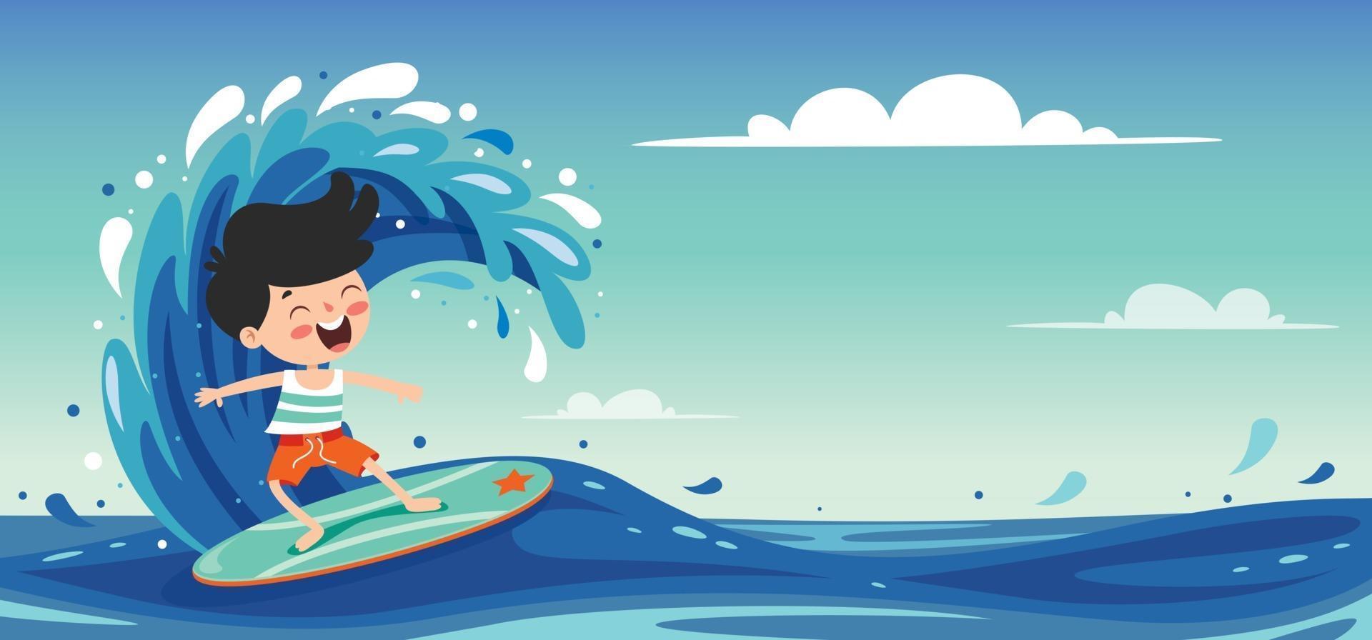 Flat Summer Banner With Cartoon Character vector