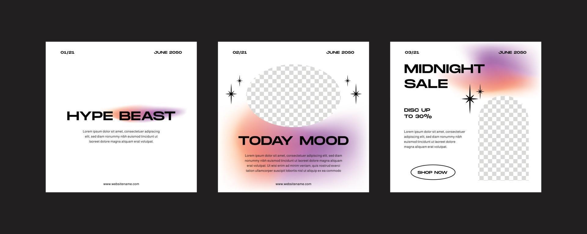 Minimal gradient fashion post set vector