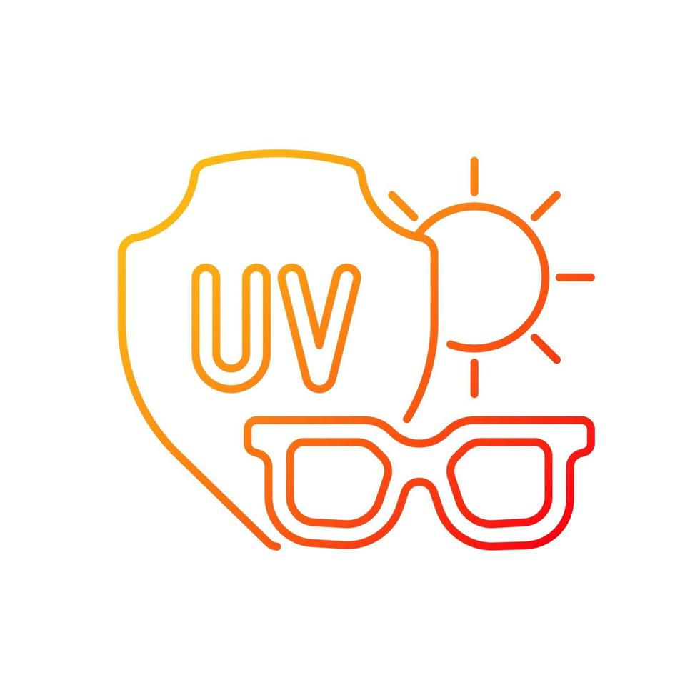 Sunglasses gradient linear vector icon. Glasses for eye protection from UV rays. Preventing sun exposure. Thin line color symbols. Modern style pictogram. Vector isolated outline drawing