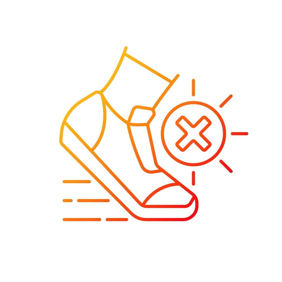 No sports in sun heat gradient linear vector icon. Safety for athlete. Caution during running. Avoid exercise. Thin line color symbols. Modern style pictogram. Vector isolated outline drawing