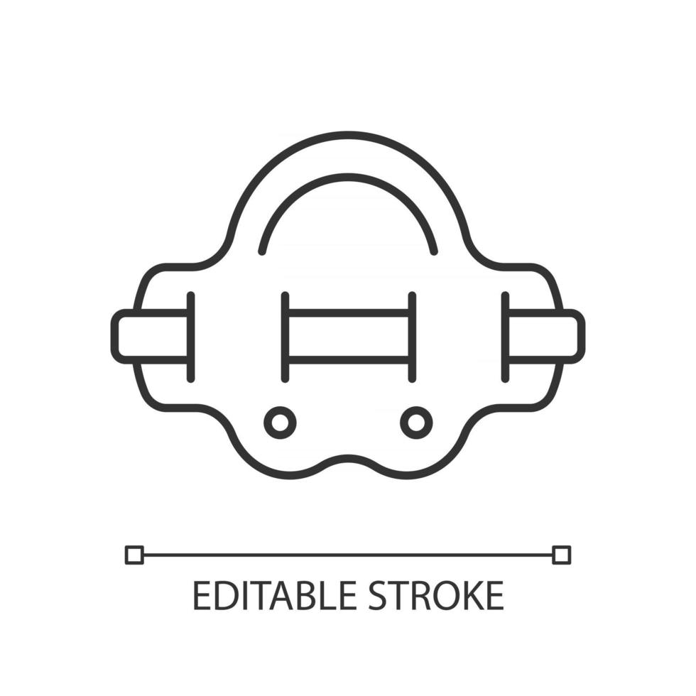 Aqua jogger linear icon. Aquatic fitness. Water jogging. Elastic belt for abdominal muscles. Thin line customizable illustration. Contour symbol. Vector isolated outline drawing. Editable stroke