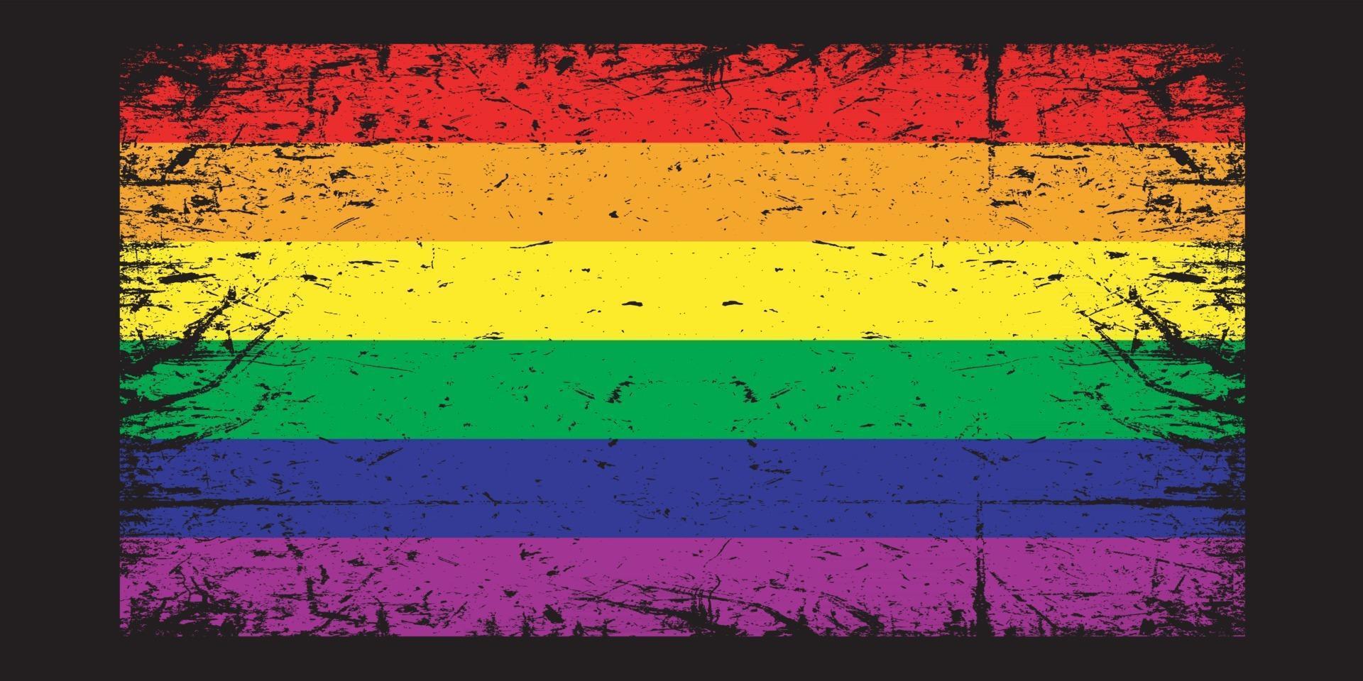 bandera del orgullo. vieja bandera del orgullo del grunge. bandera del arco iris del vector. bandera del orgullo lgbt vector