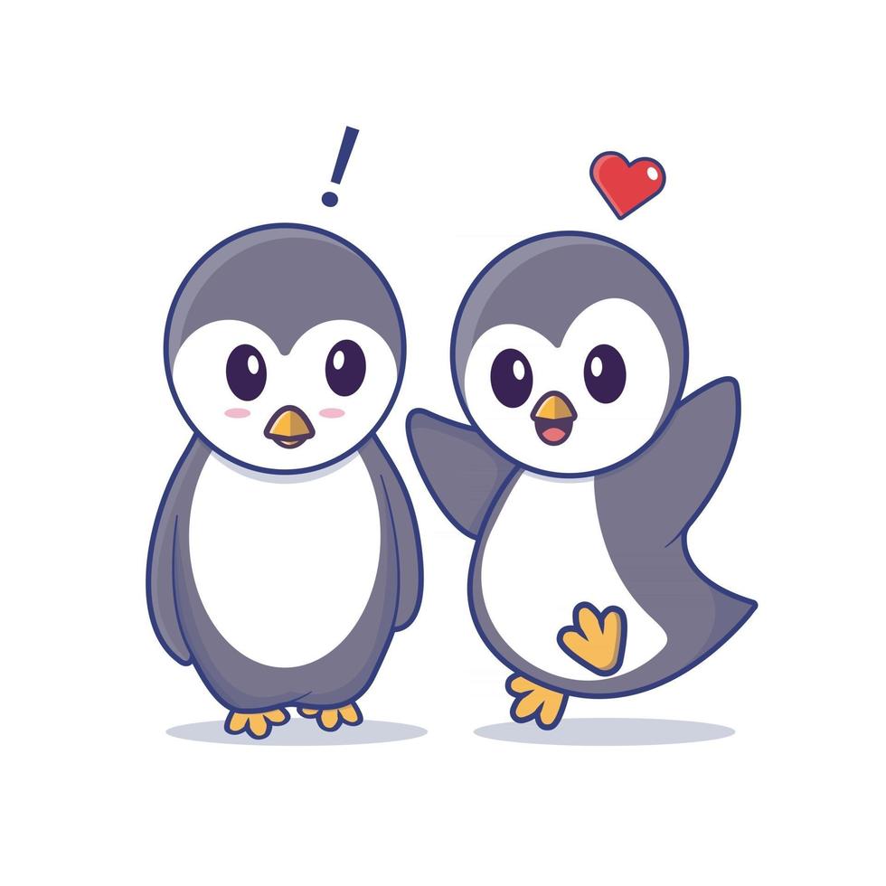 pingüino. pareja de pingüinos se enamora del icono de vector de ilustración. estilo de dibujos animados plano adecuado para página de destino web, banner, pegatina, fondo