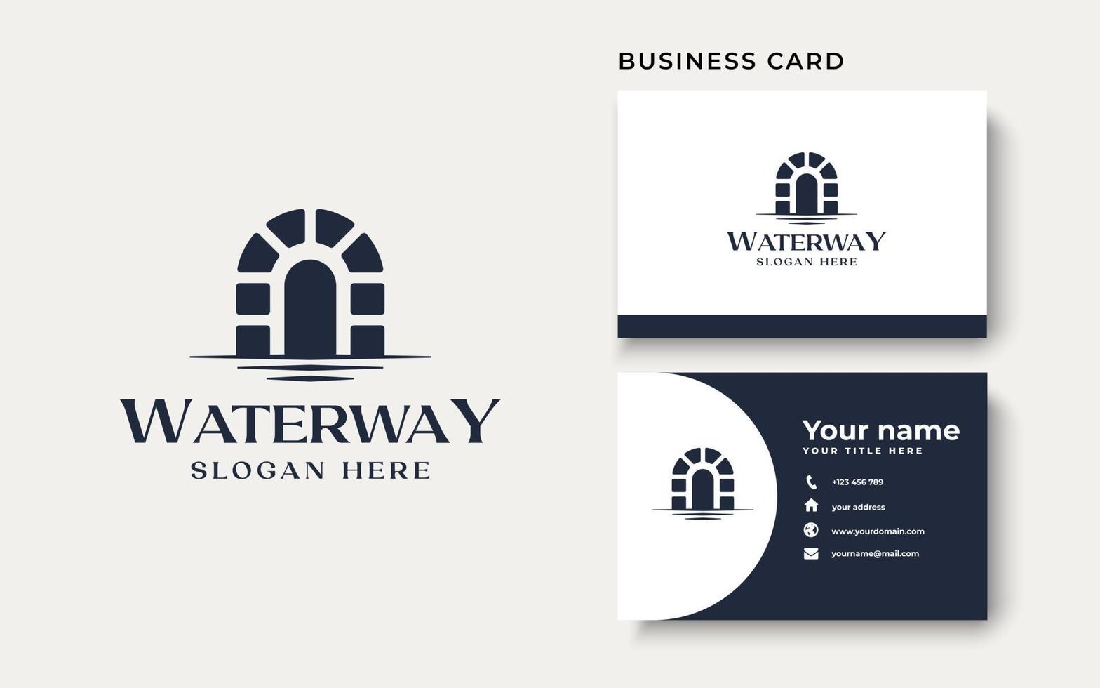 Canal Waterway Logo Template Isolated in White Background vector