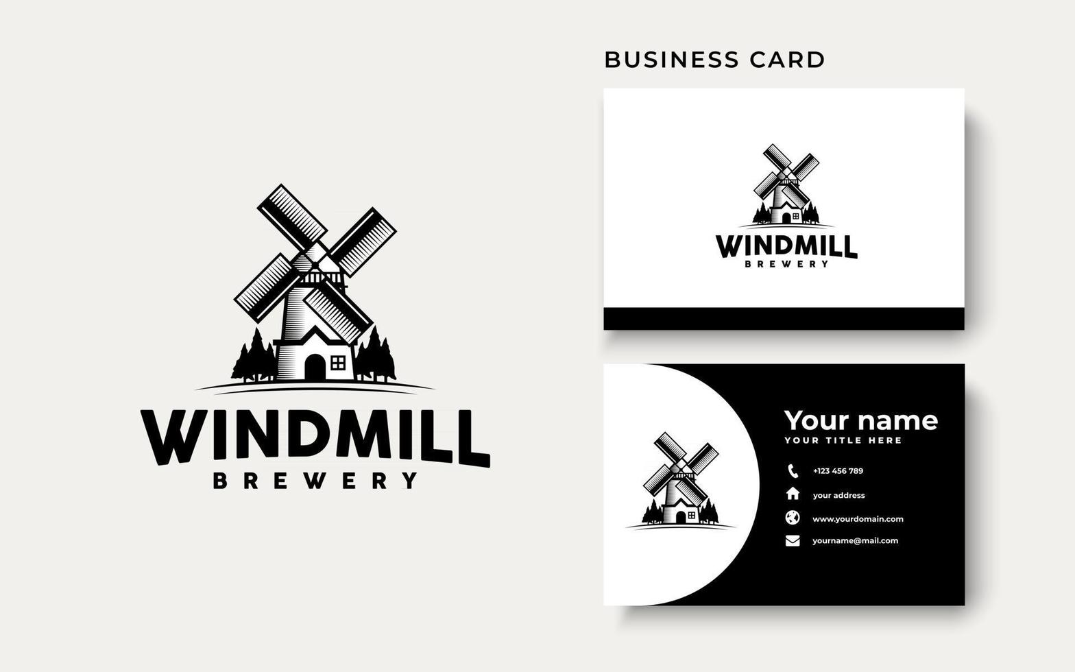 Windmill Logo Template Isolated in White Background vector