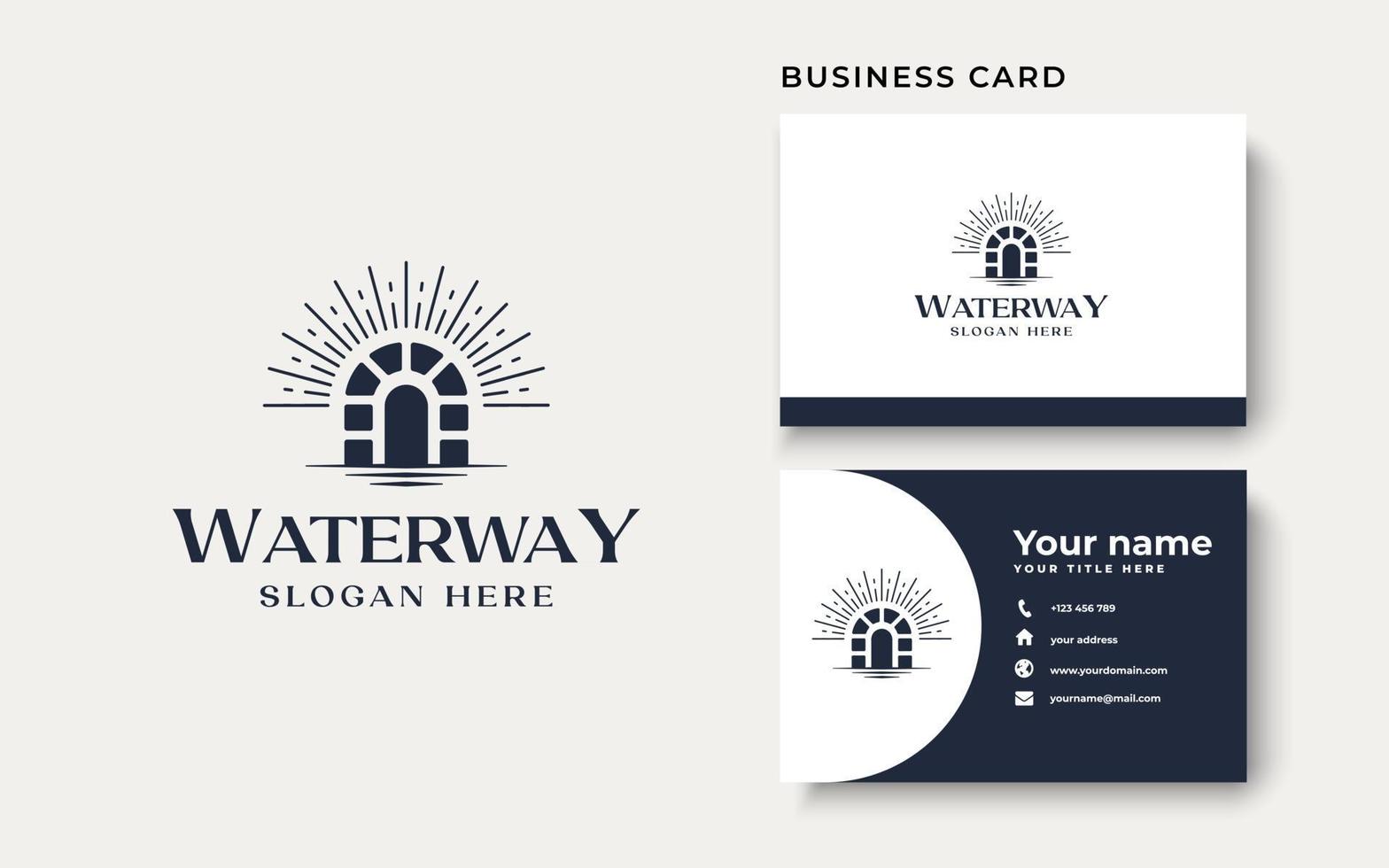 Canal Waterway Logo Template Isolated in White Background vector