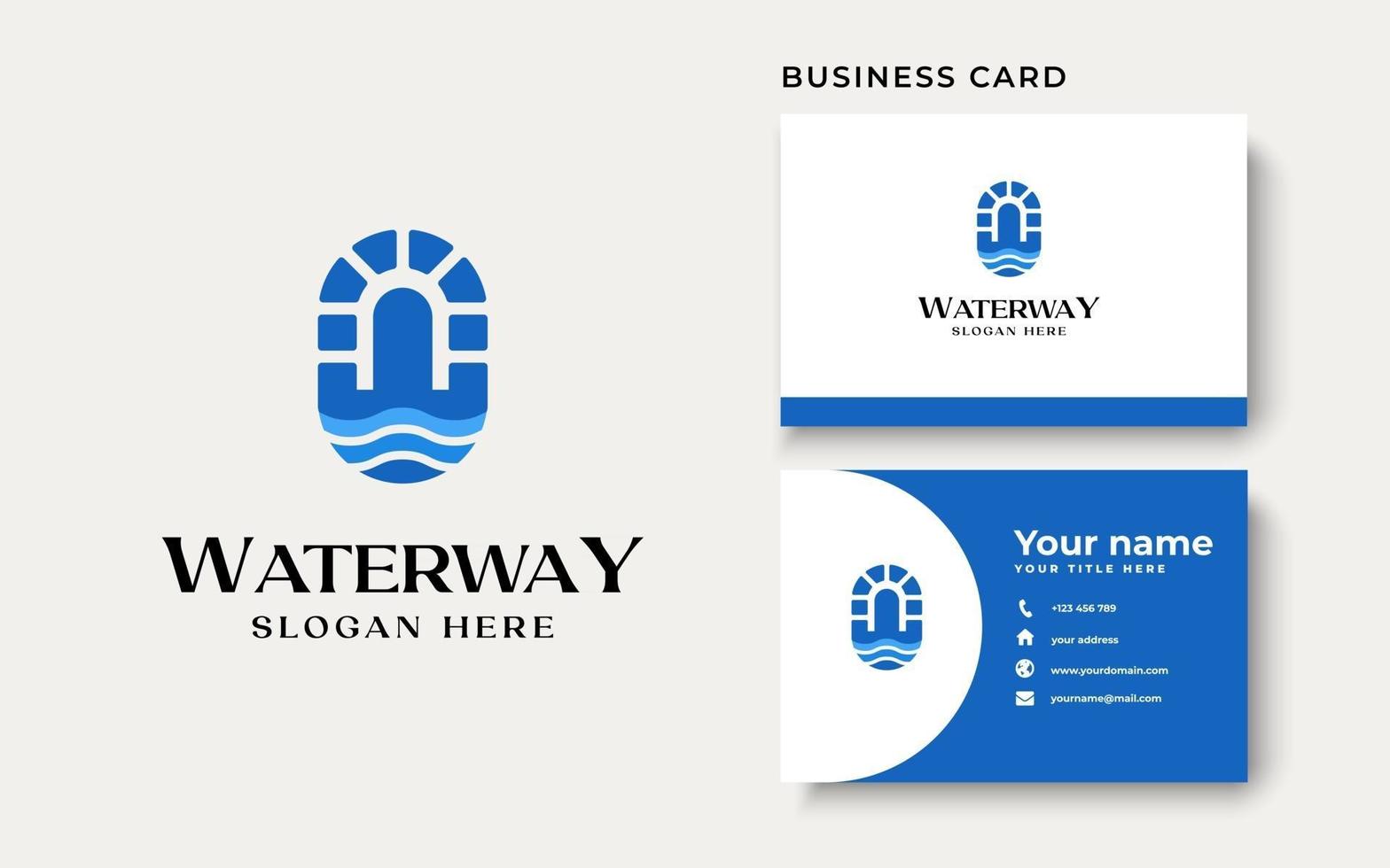 Canal Waterway Logo Template Isolated in White Background vector