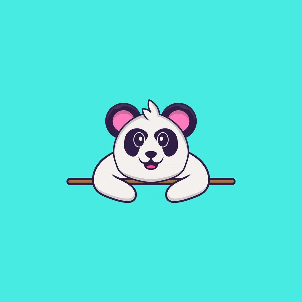 Cute Panda lying down. Animal cartoon concept isolated. Can used for t-shirt, greeting card, invitation card or mascot. Flat Cartoon Style vector