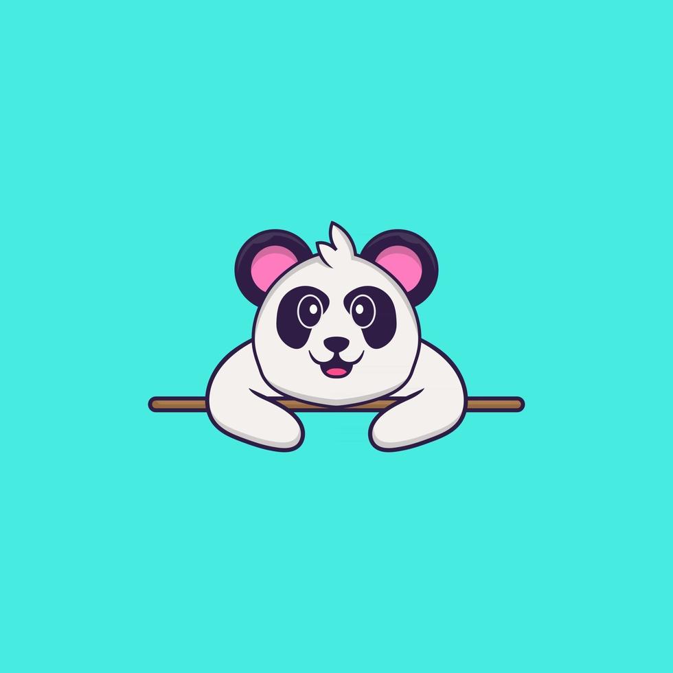 lindo panda acostado. aislado concepto de dibujos animados de animales. Puede utilizarse para camiseta, tarjeta de felicitación, tarjeta de invitación o mascota. estilo de dibujos animados plana vector