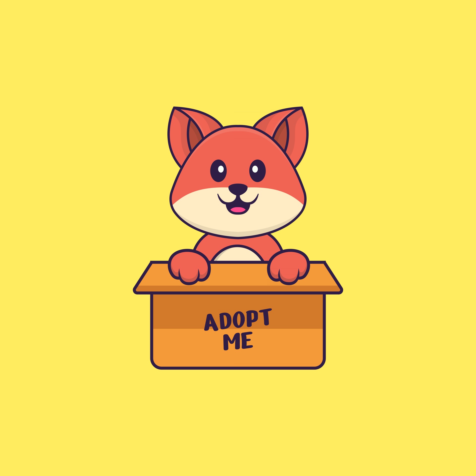 Cute fox holding a poster Adopt me. Animal cartoon concept isolated. Can  used for t-shirt, greeting card, invitation card or mascot. Flat Cartoon  Style 2872335 Vector Art at Vecteezy