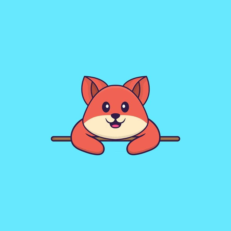 Cute fox lying down. Animal cartoon concept isolated. Can used for t-shirt, greeting card, invitation card or mascot. Flat Cartoon Style vector