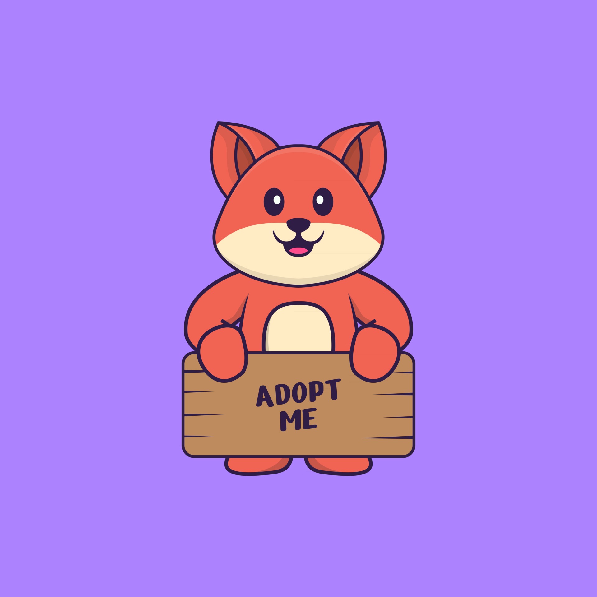 Cute fox holding a poster Adopt me. Animal cartoon concept isolated. Can  used for t-shirt, greeting card, invitation card or mascot. Flat Cartoon  Style 2872335 Vector Art at Vecteezy