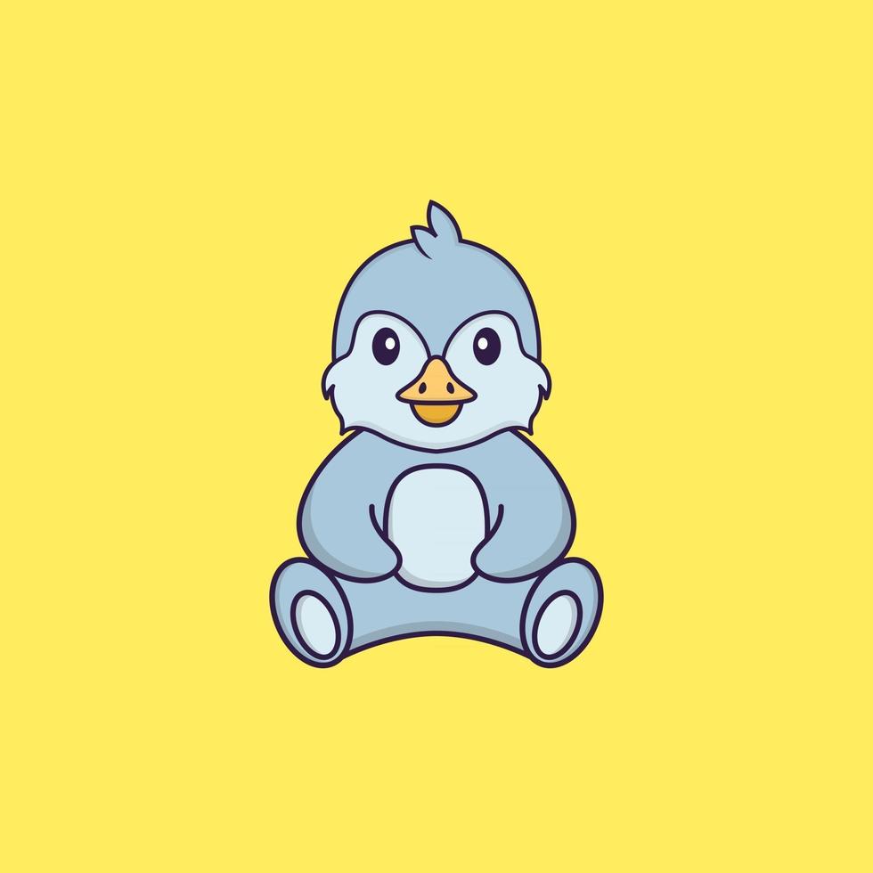 Cute bird is sitting. Animal cartoon concept isolated. Can used for t-shirt, greeting card, invitation card or mascot. Flat Cartoon Style vector