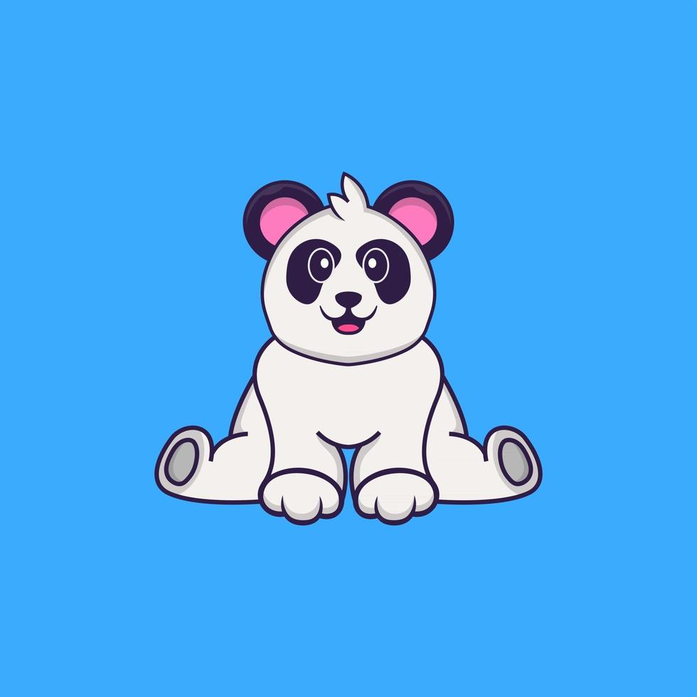 Cute Panda is sitting. Animal cartoon concept isolated. Can used for t-shirt, greeting card, invitation card or mascot. Flat Cartoon Style vector