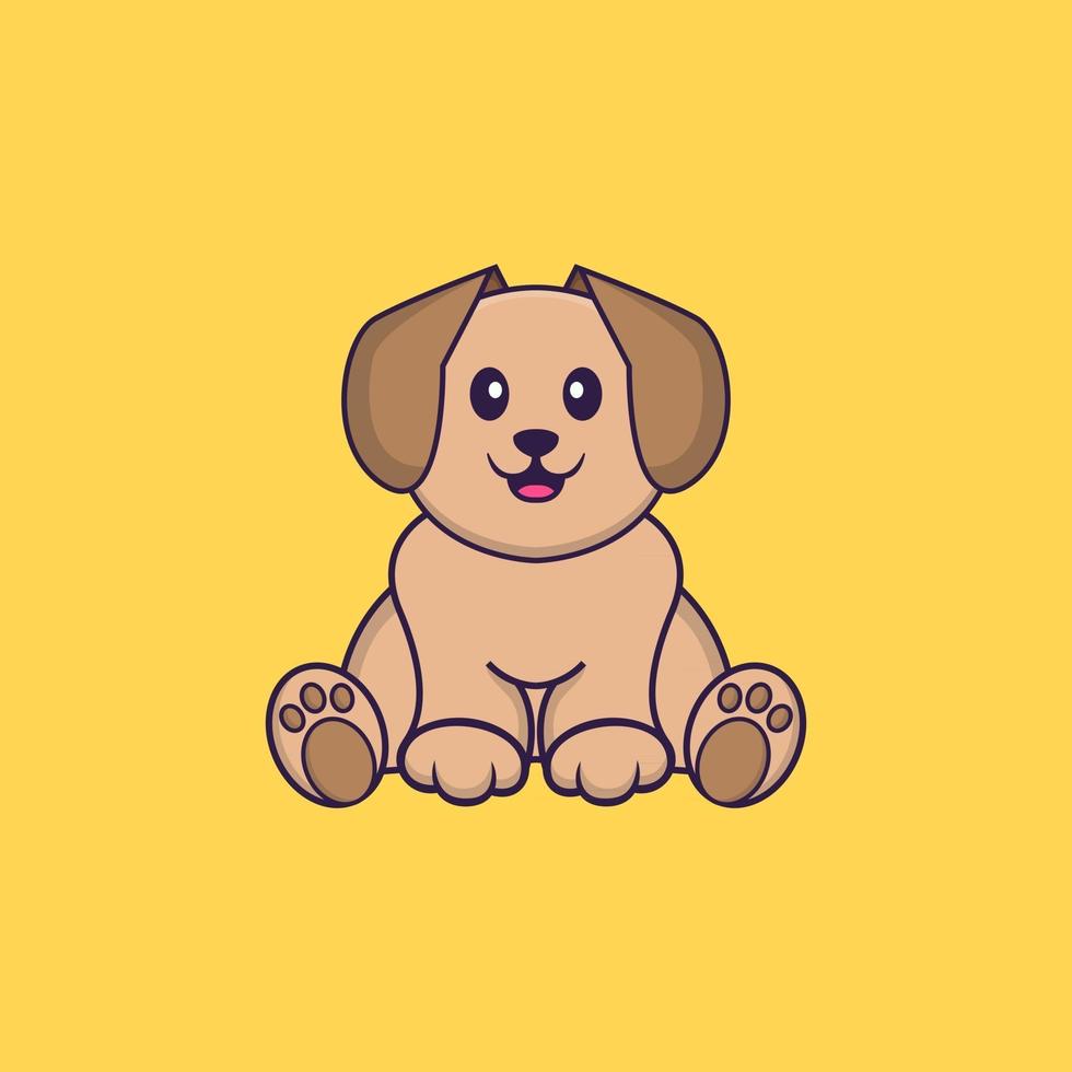 Cute dog is sitting. Animal cartoon concept isolated. Can used for t-shirt, greeting card, invitation card or mascot. Flat Cartoon Style vector