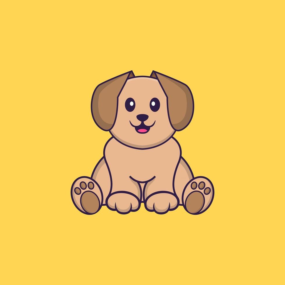 lindo perro está sentado. aislado concepto de dibujos animados de animales. Puede utilizarse para camiseta, tarjeta de felicitación, tarjeta de invitación o mascota. estilo de dibujos animados plana vector