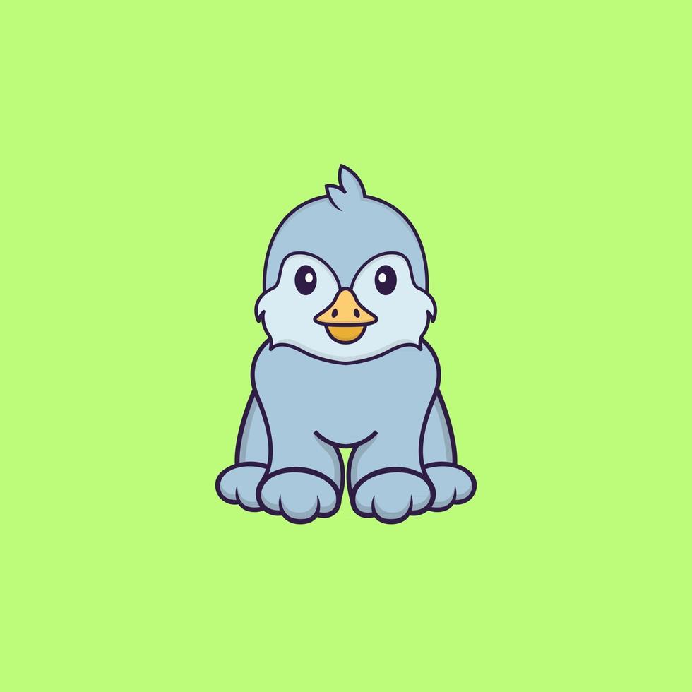 Cute bird is sitting. Animal cartoon concept isolated. Can used for t-shirt, greeting card, invitation card or mascot. Flat Cartoon Style vector