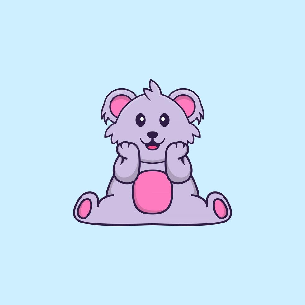 lindo koala está sentado. aislado concepto de dibujos animados de animales. Puede utilizarse para camiseta, tarjeta de felicitación, tarjeta de invitación o mascota. estilo de dibujos animados plana vector