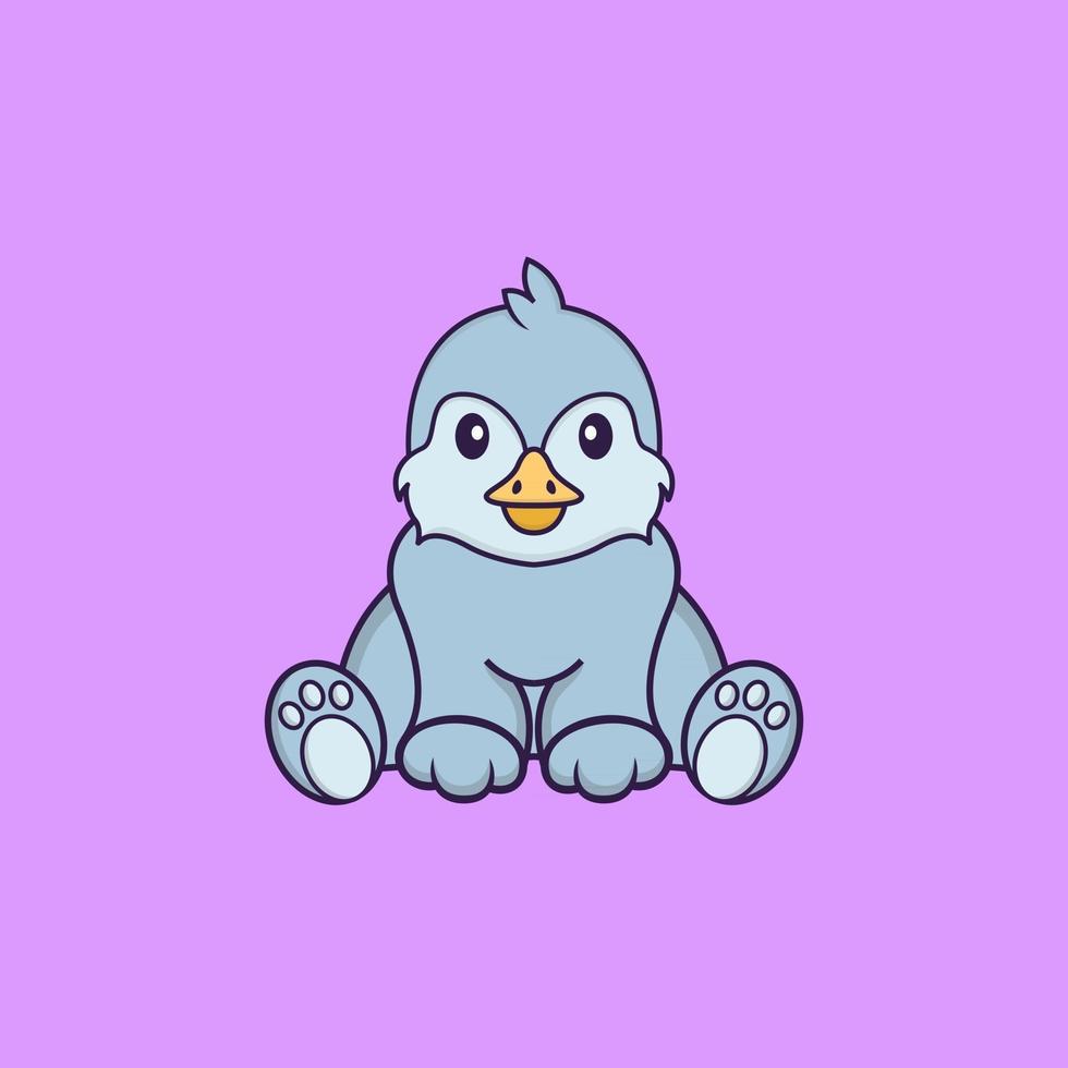 Cute bird is sitting. Animal cartoon concept isolated. Can used for t-shirt, greeting card, invitation card or mascot. Flat Cartoon Style vector