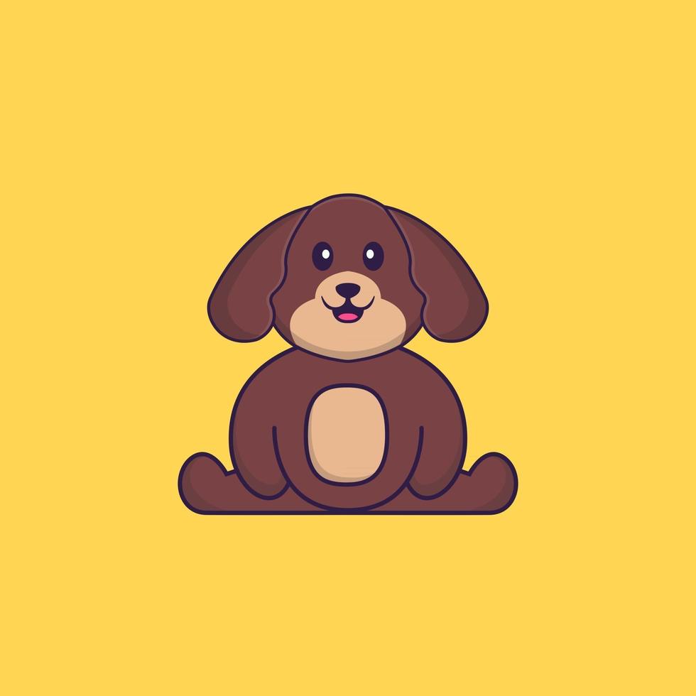 Cute dog is sitting. Animal cartoon concept isolated. Can used for t-shirt, greeting card, invitation card or mascot. Flat Cartoon Style vector