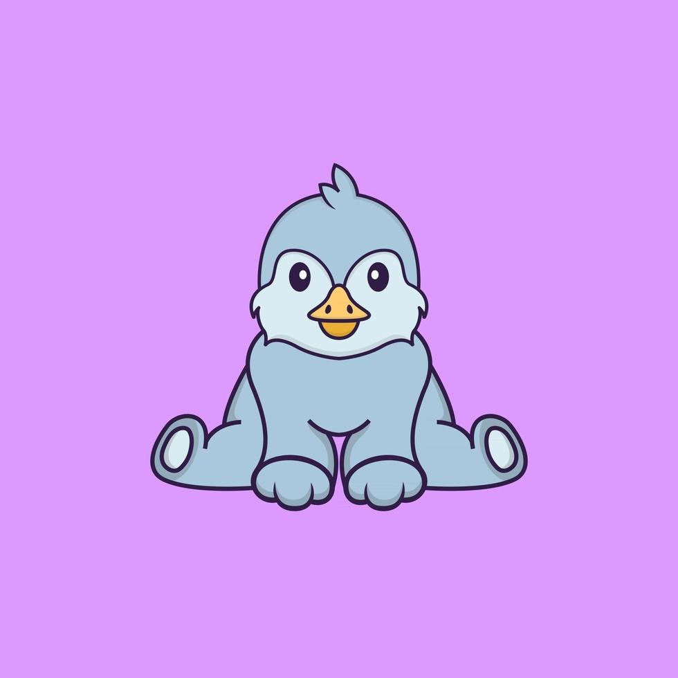 Cute bird is sitting. Animal cartoon concept isolated. Can used for t-shirt, greeting card, invitation card or mascot. Flat Cartoon Style vector