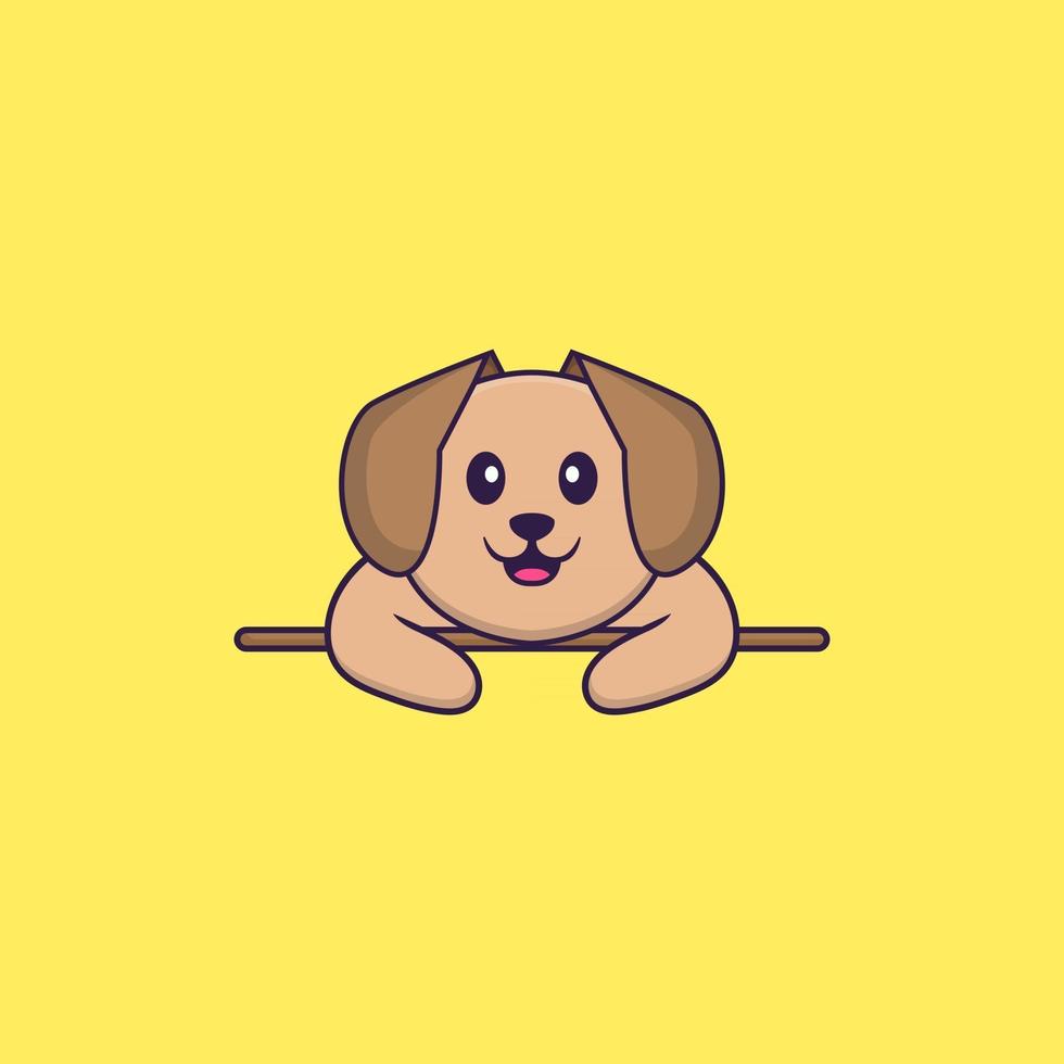 Cute dog lying down. Animal cartoon concept isolated. Can used for t-shirt, greeting card, invitation card or mascot. Flat Cartoon Style vector