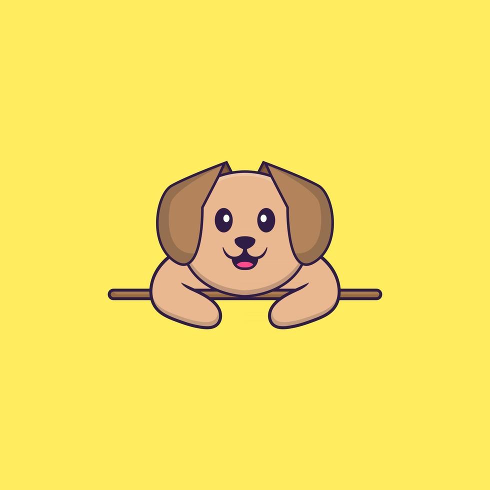 Cute dog lying down. Animal cartoon concept isolated. Can used for t-shirt, greeting card, invitation card or mascot. Flat Cartoon Style vector