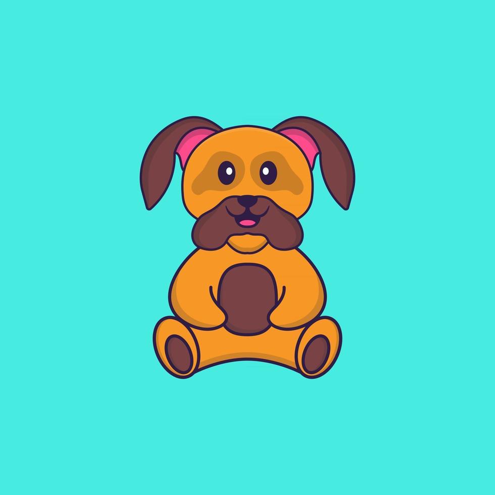 lindo perro está sentado. aislado concepto de dibujos animados de animales. Puede utilizarse para camiseta, tarjeta de felicitación, tarjeta de invitación o mascota. estilo de dibujos animados plana vector