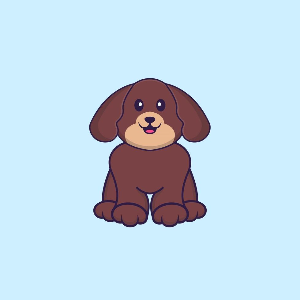 lindo perro está sentado. aislado concepto de dibujos animados de animales. Puede utilizarse para camiseta, tarjeta de felicitación, tarjeta de invitación o mascota. estilo de dibujos animados plana vector