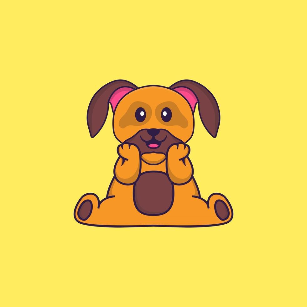 lindo perro está sentado. aislado concepto de dibujos animados de animales. Puede utilizarse para camiseta, tarjeta de felicitación, tarjeta de invitación o mascota. estilo de dibujos animados plana vector