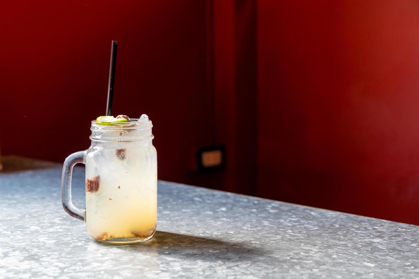 Plum and lemon lime soda jar photo