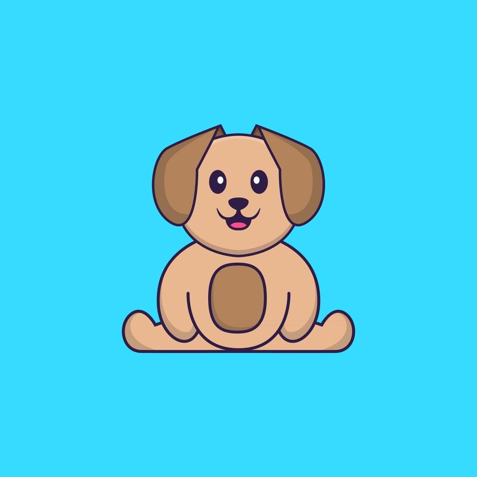 lindo perro está sentado. aislado concepto de dibujos animados de animales. Puede utilizarse para camiseta, tarjeta de felicitación, tarjeta de invitación o mascota. estilo de dibujos animados plana vector