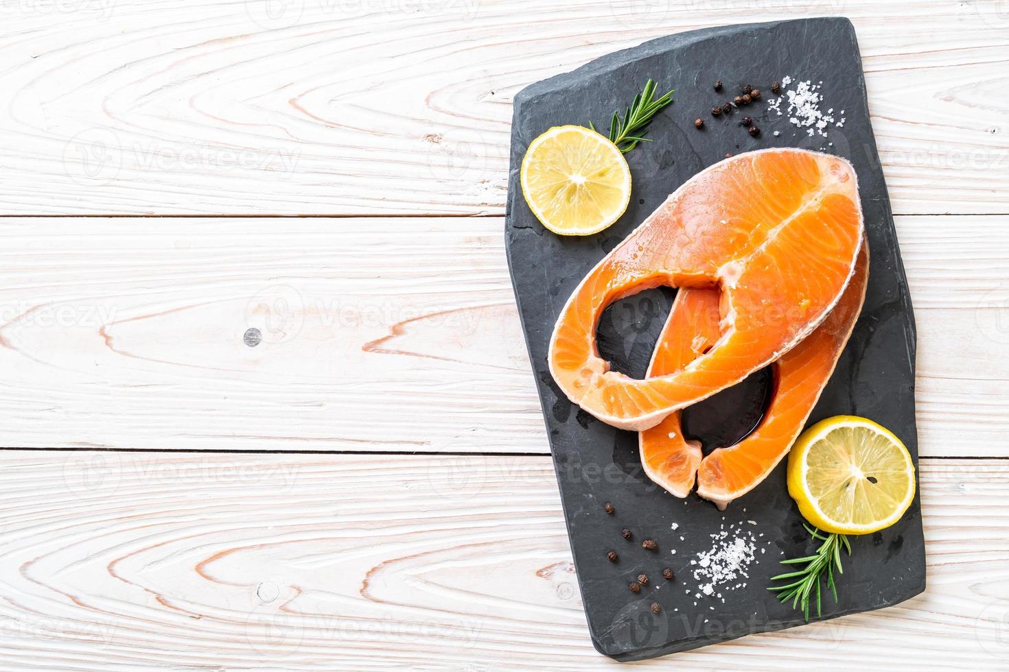 fresh raw salmon fillet steak photo