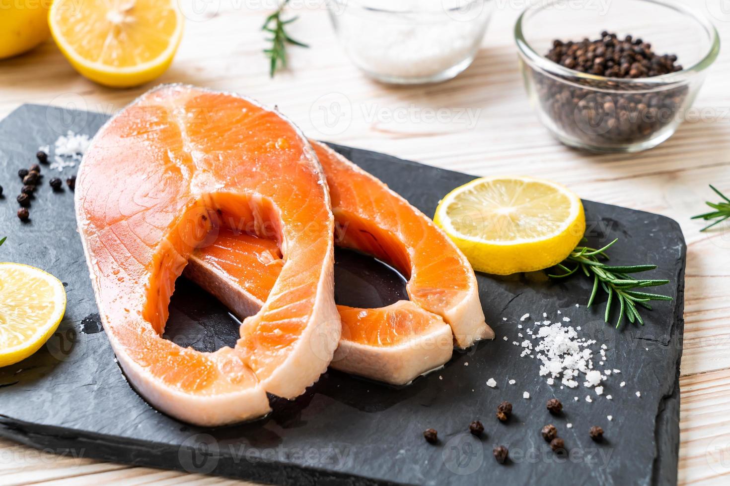 fresh raw salmon fillet steak photo