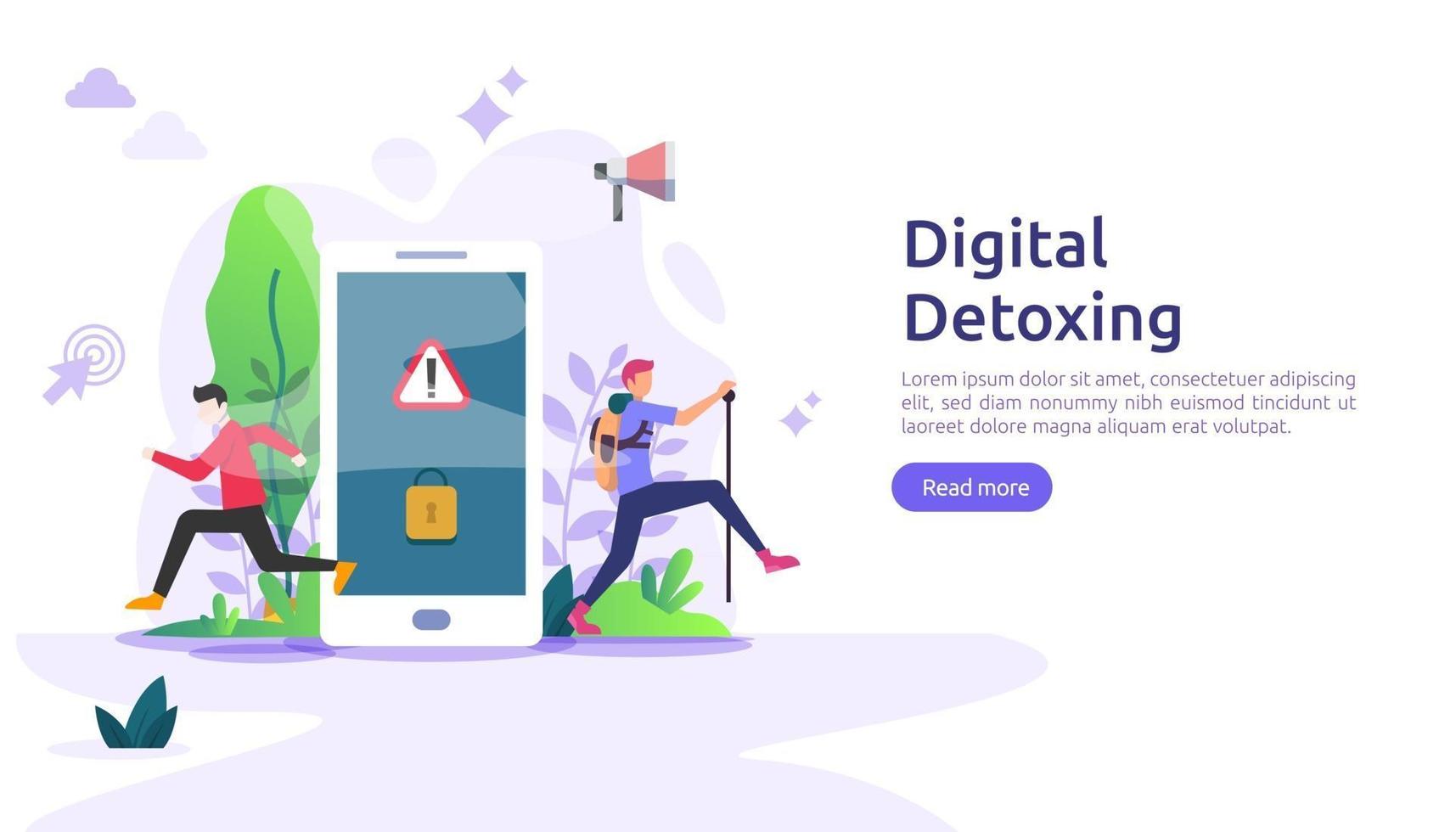 Digital detox lifestyle concept illustration template for web landing page, banner, presentation, social, poster, ad, promotion or print media. vector