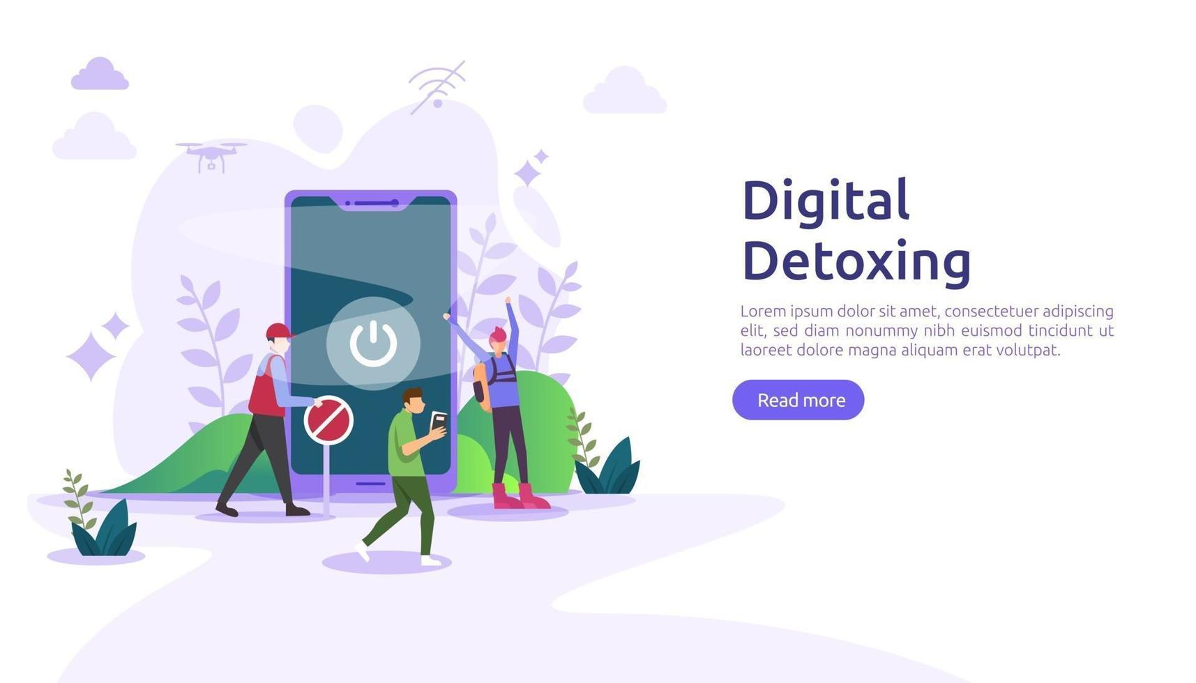 Digital detox lifestyle concept illustration template for web landing page, banner, presentation, social, poster, ad, promotion or print media. vector