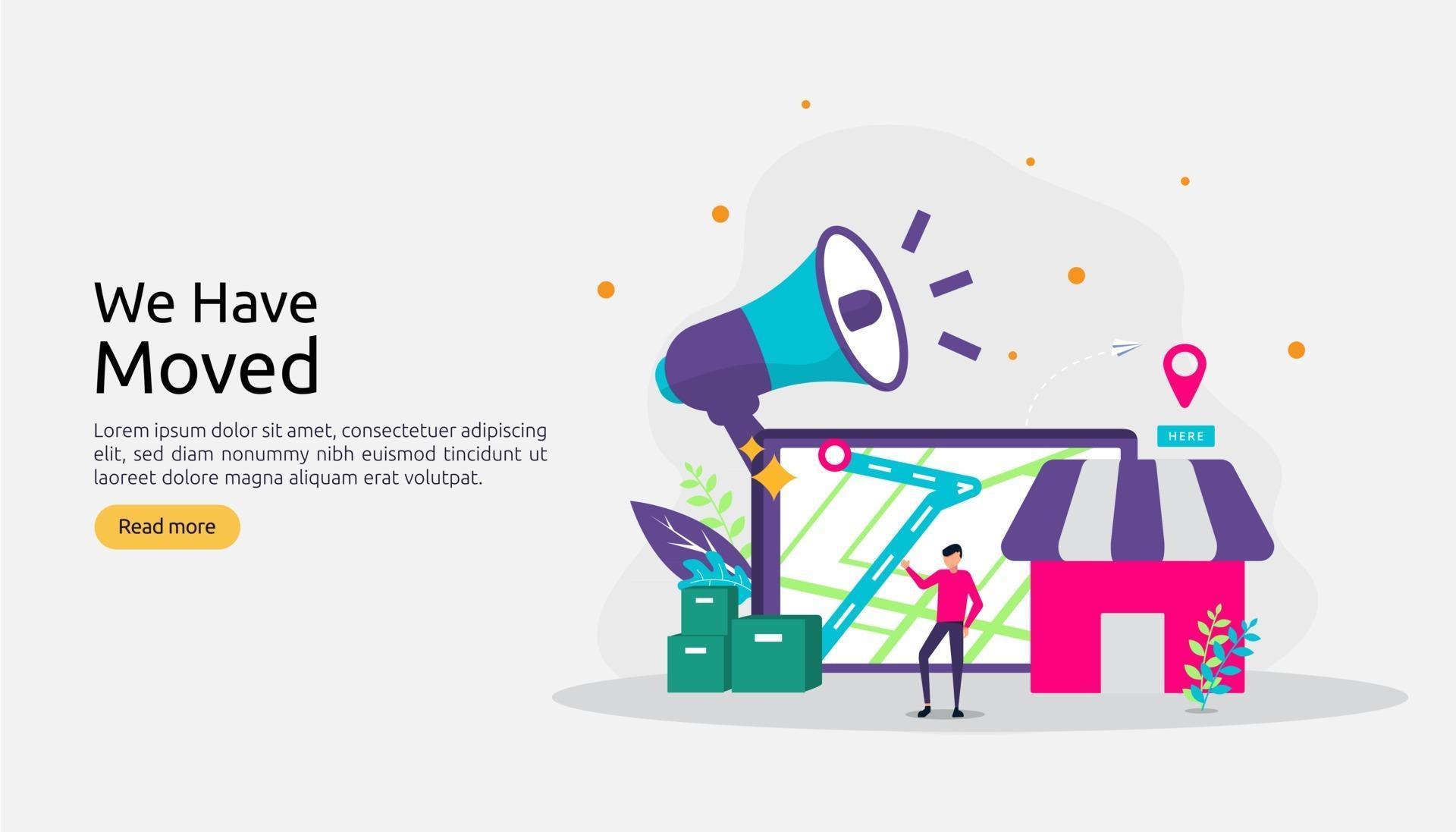 new location announcement business or change office address concept. we