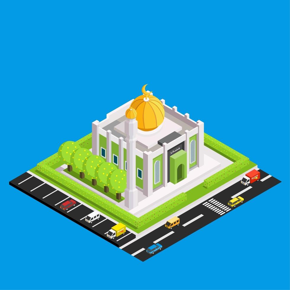 masjid, mosque, isometric, illustration, landing page, islamic, muslim, salah, pray, eid, ramadan, muharram, prosper, building, garden, web, ui, summer, ux, website, technology, computer, floral, environment, mobile, outdoor, phone, structure, transport, vector