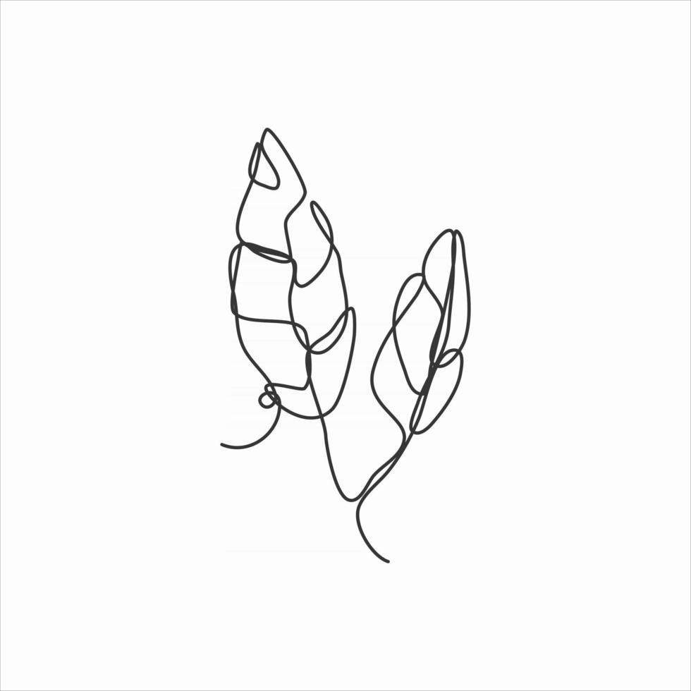 one line drawing of tree leaves . continuous line art vector