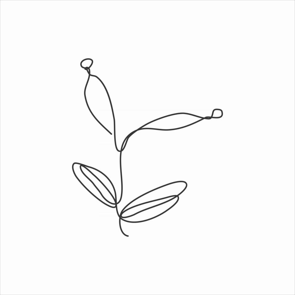 one line drawing of simple flower . continuous line art vector
