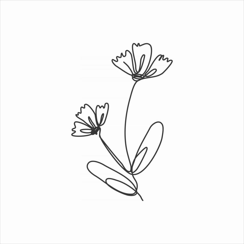 dibujo de una línea de elegante flor de primavera. arte de línea continua vector