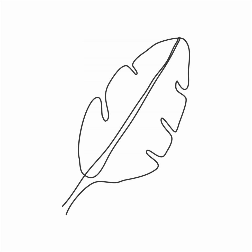 one line drawing of banana leaf. continuous line art vector