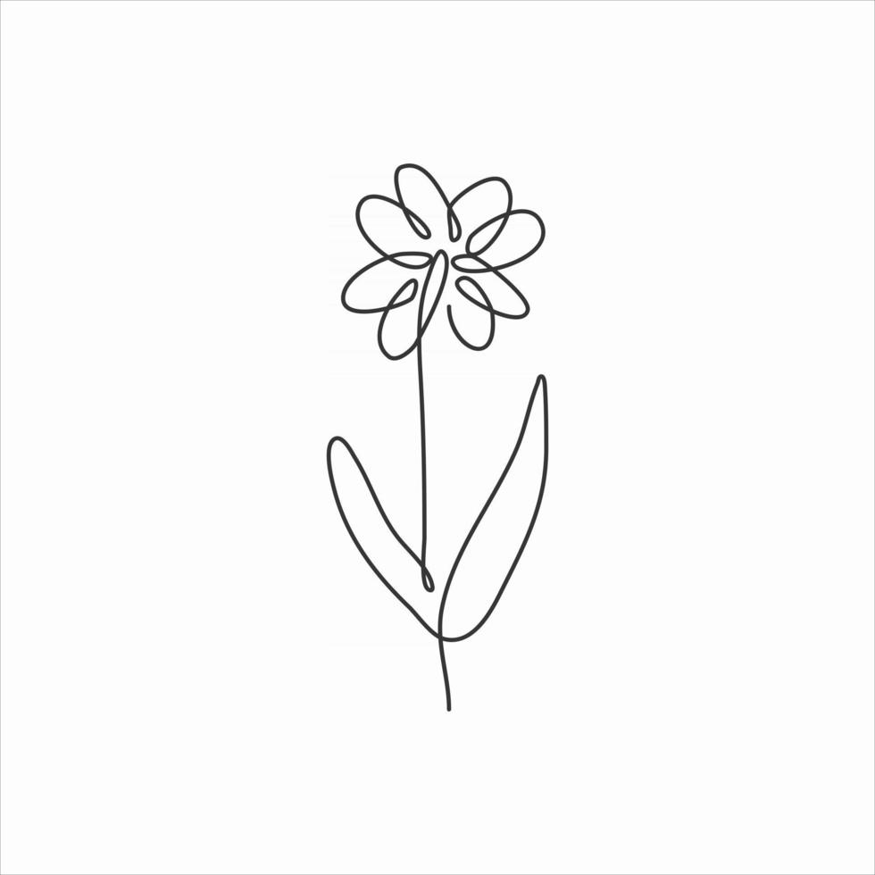 one line drawing of beautiful flower. continuous line art vector