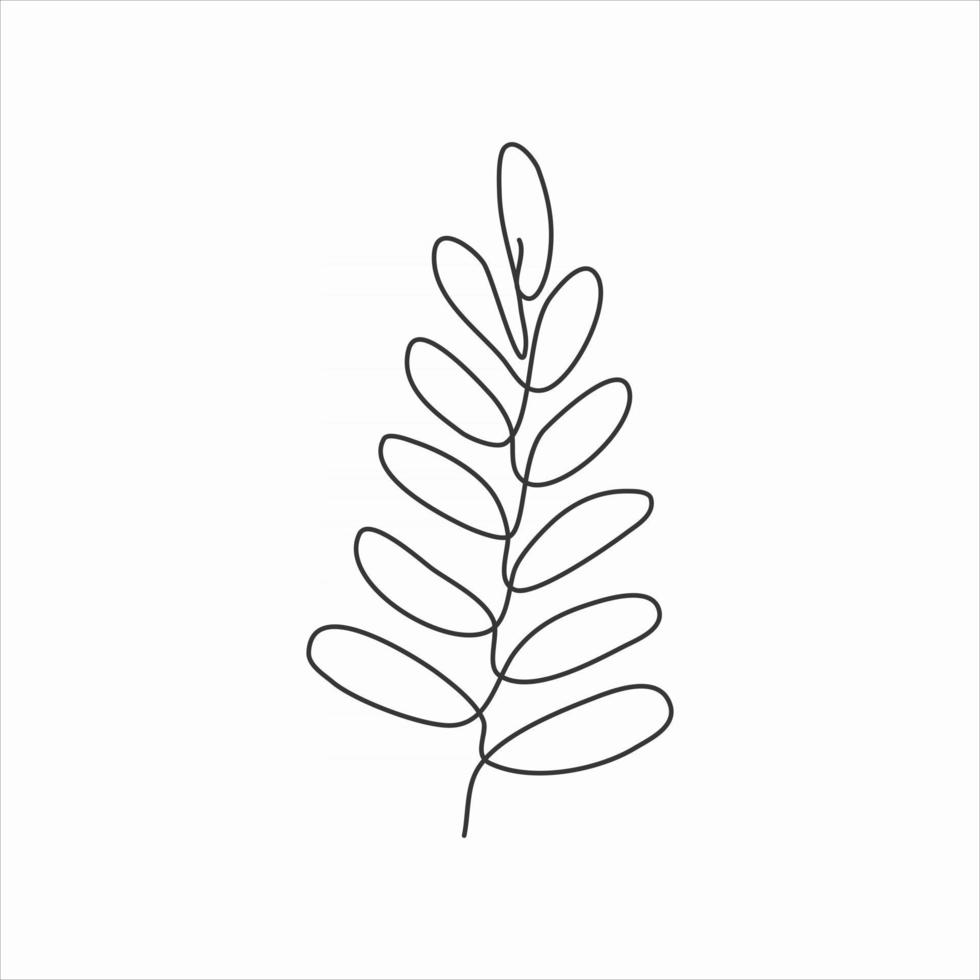 one line drawing of bunch of leaves. continuous line art vector