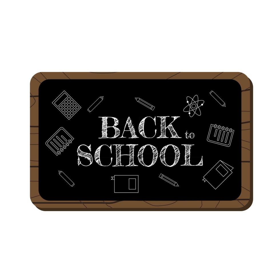 back to school chalk greeting text on black board vector