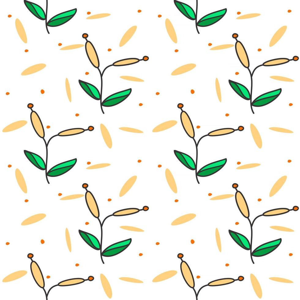 orange grass floral seamless pattern for background, textile, print vector